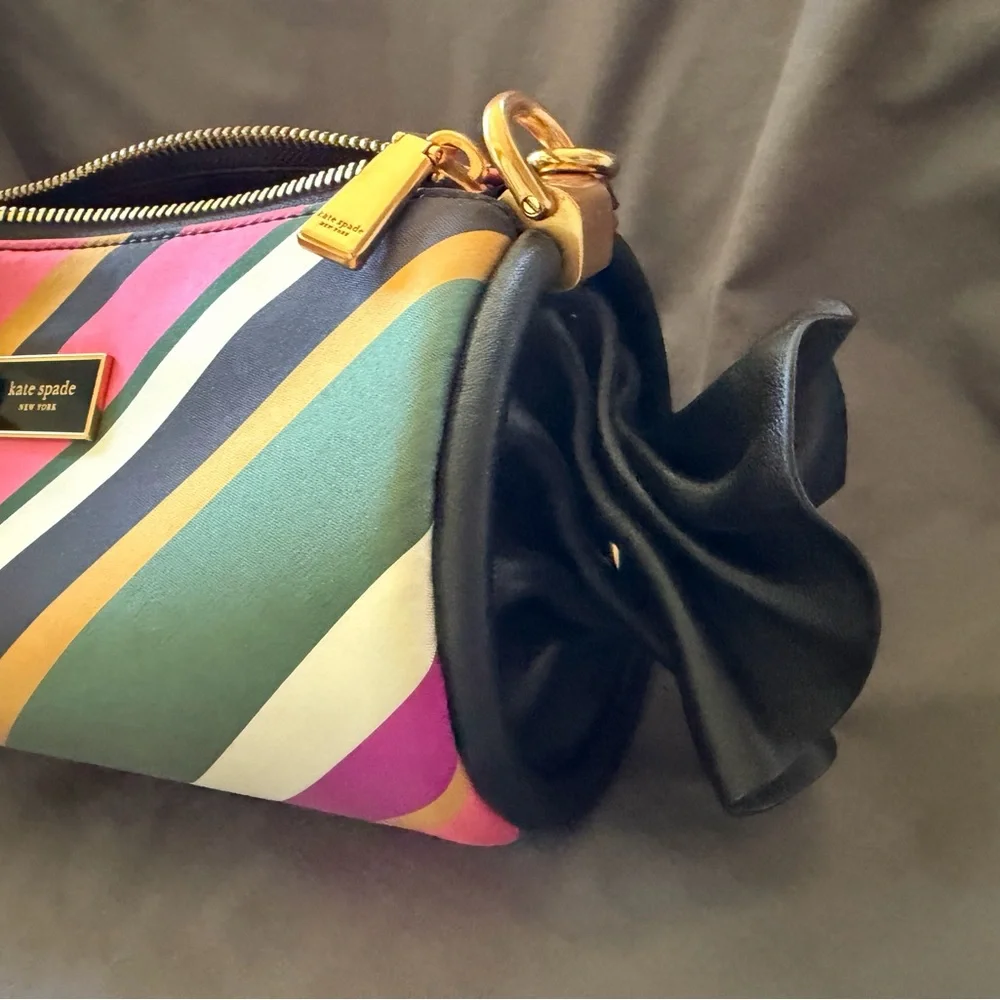 kate spade Multicolor Striped Barrel Cosmetic Bag in Green, Pink, Yellow novelty